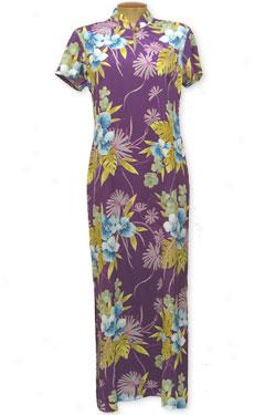 Orchid Spring Long Mandarin Dress- 100