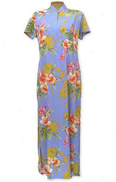 Orchid Spring Long Mandarin Dress- Livid