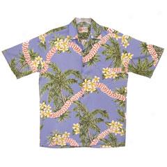 Palm Lei Aloha Shirt-bluue