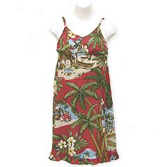 Palm Tree Beach Ruffls Bottom Dress