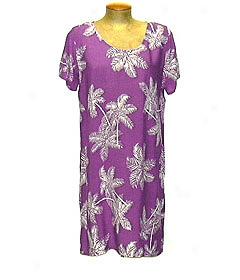 Palm Tree Short Sleeve Short Dress-purple