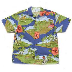 Paniolo Boy's Aloha Shirt- Blue