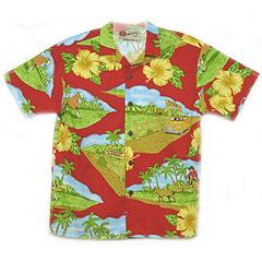 Paniolo Boy's Aloha Shirt- Red