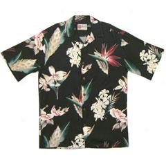 Paradise Blossoms Aloha Shirt-black