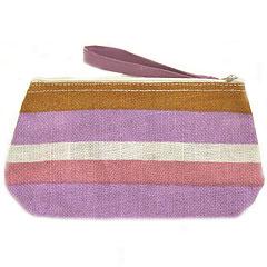 Pastel Striped Canvas Clutch