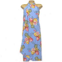 Pineapple Blossom Short Sarong- Blue