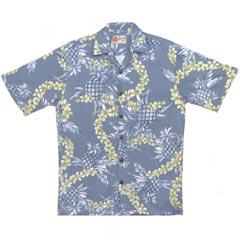 Pineapple Garland Aloha Shhirt-blue