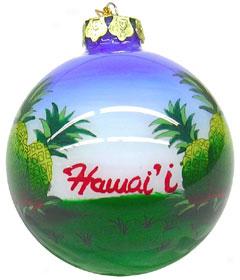 Pineapple Hawaii Hand-blown Glass Ornament