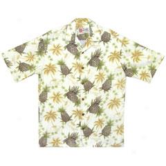 Pineapple Palm Oasis Aloha Shirt-cream