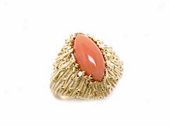 Pink Coral Marquis Volcano Ring