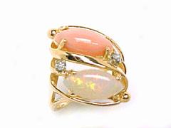 Pink Coral Opal Marquis Ring