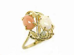 Pink Coral Opal Oval Ring