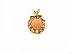 Pink Coral Pendant - Shell Setting