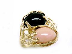 Pink Coral Ring With Black Coral