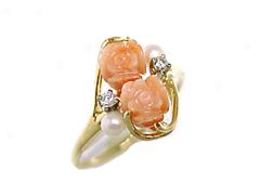 Pink Coral Ring With Pearls