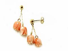 Pink Coral Rose Shaped Earrings