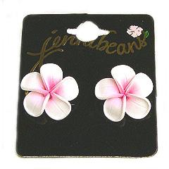 Plumeria Earrings-white W/pink