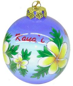 Plumeria Hawaii Hand-blown Glass Ornament