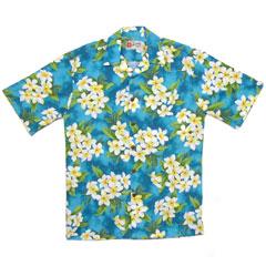 Plumeria Paradise Aloha Shirt-turquoise