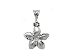 Plumeria Pendant 11mm - White Gold