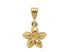 Plumeria Pendant-11mm Yellow Gold