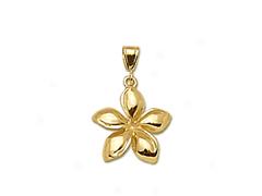 Plumeria Pendant 16mm -yellow Gold