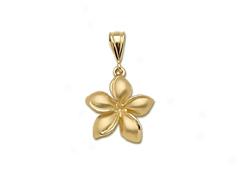 Plumeria Pendant 16mm -yellow Gold