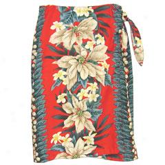 Poinsettia Panel Short Wrap Skirt