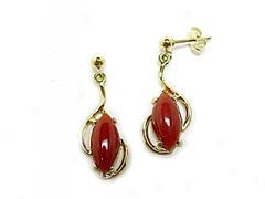 Red Coral Marquis Drop Earrings