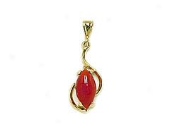 Red Coral Marquis Pendant