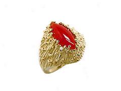 Red Coral Volcano Marquis Ring