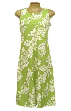 Retro Pareo Panel Short Bias Dress- Lime