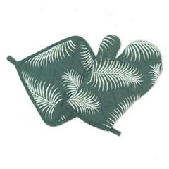 Philosopher Palm Leaves Pot Holder And Oven Mitt