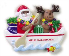 Santa Canoe Ornament