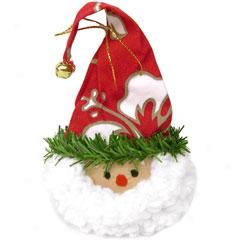 Santa Face Ornament W/hawaiian Print Hat