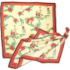 Santa & Friends Silk Scarf-cream