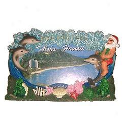 Santa Riding Dolphin Picture Frame