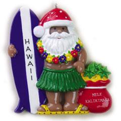 Santa Surfboard rOnament