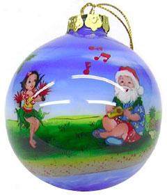 Santa Ukulele Hand-blown Glass Ornament