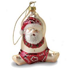 Santa's Hanging About Glass Ornament