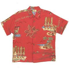 Santa's Last Stop Better Silk Boy's Aloha Shirt-red