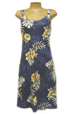 Shadow Tropics Bias Slip Dress- Navy