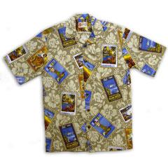 Stamps Of Hawaii Aloha Shirt-beige