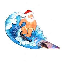 Surfing Santa Figurine