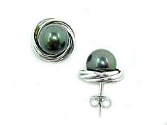 Tahitian Pearl Earrings In Swirl Setting