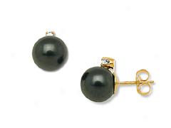 Tahitian Pearl Earrings With Diamonds