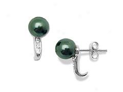 Tahitian Pearl Earrings-white Gole