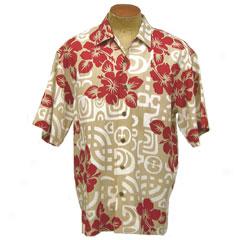 Copy Of Tahitian Tapa Better Silk Aloha Shirt-khaki