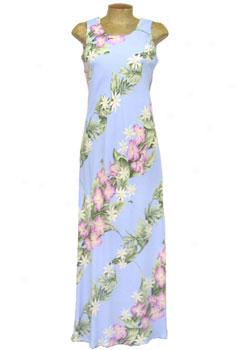 Tiare Ginger Panel Long Bias Dress-periwinkle