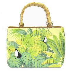 Toucan Beaded Tote With Bamboo Handle